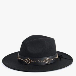 NWT Jen & Co Glinda Grommet Trim Wide Brim Fedora Hat In Black